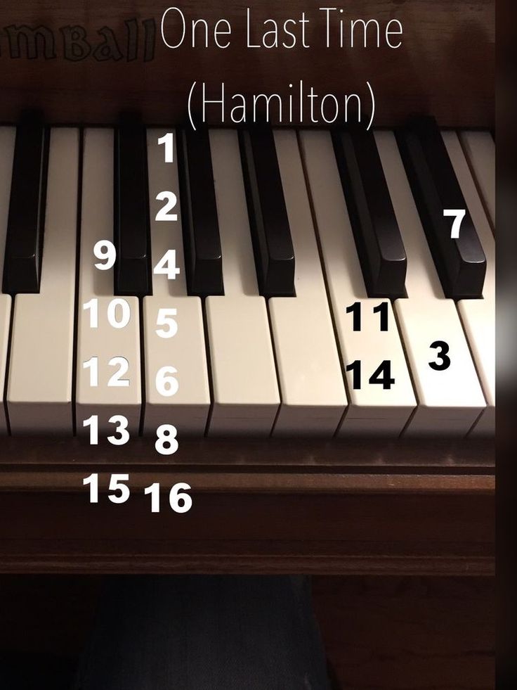 a piano with numbers on it and the words, one last time hamiton