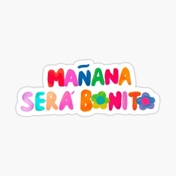 the word mama sera bonito written in multicolored letters on a white background