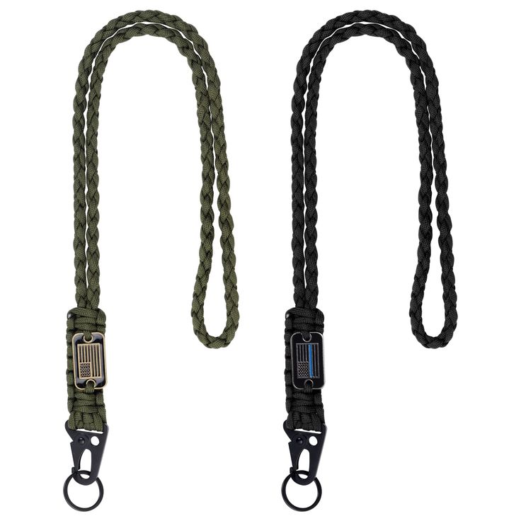 two lanyards, one black and one olive green