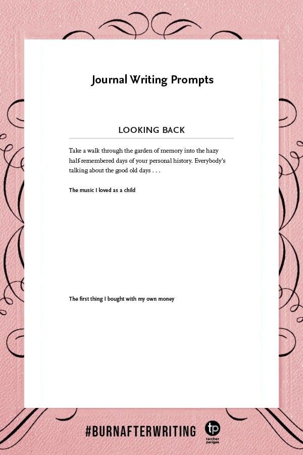 a pink book cover with the words journal writing prompts looking back