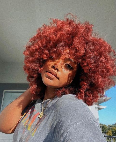 Red Afro, Arctic Fox Hair Color, Red Curly Hair, Dyed Hair Inspiration, Dyed Natural Hair, Natural Hair Beauty, Natural Hair Tips, Afro Hair, Hair Color For Black Hair