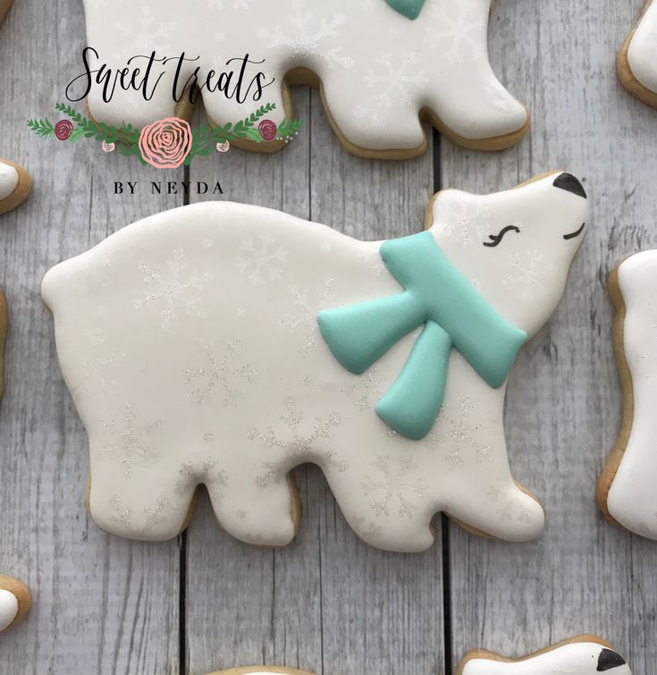 decorated cookies in the shape of polar bears