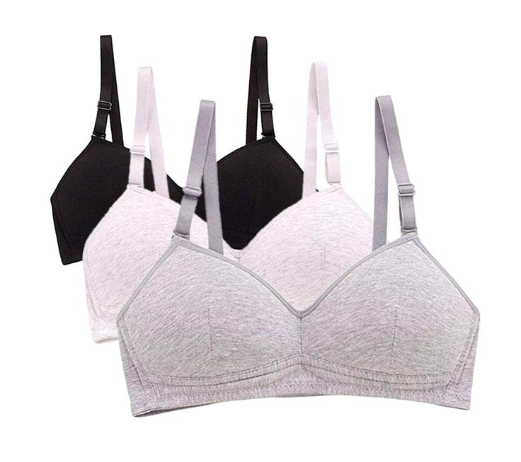 PRICES MAY VARY. Lightly padded; moderate padding; breathable fabric Wire free but Very good supportive, great sport bras for junior Clasp back with 3 regular bra hooks in the back Convertible straps, could come off both the front and back Not only comfortable cotton bras for teens, also great as everyday bras for women with A cup 
Using the finest quality cotton,soft to touch,perfect cup design.
Good workmanship,exquisite tailoring details.
Adding a small amount of spandex,breathable retain mor Tailoring Details, Workout Bra, Bra Hooks, Wireless Bras, Cotton Bras, Comfortable Bras, Running Workout, Everyday Bra