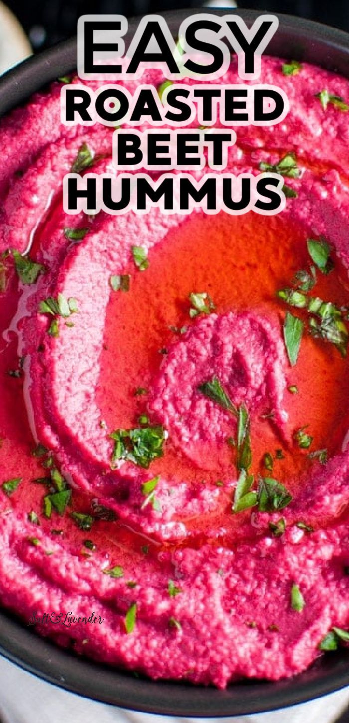 closeup of a bowl of dip with text overlay that reads easy roasted beet hummus Homemade Beet Hummus, Beet Hummus Recipe, Roasted Beet Hummus, Barbie Pool, Easy Chilli, Pink Dip, Healthy Afternoon Snacks, Beet Hummus, Homemade Hummus