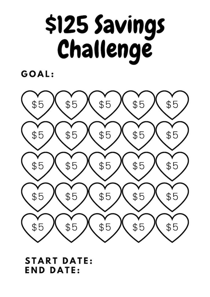 the $ 25 savings challenge for valentine's day is shown in black and white