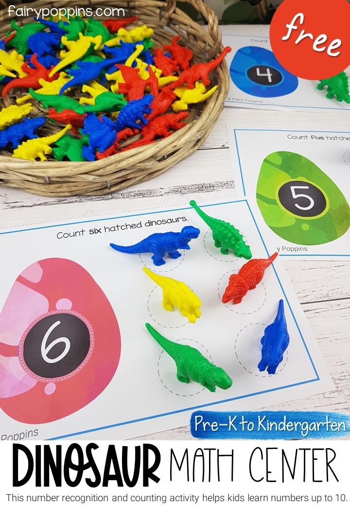 dinosaur math center for kids with free printables to help them learn numbers and counting