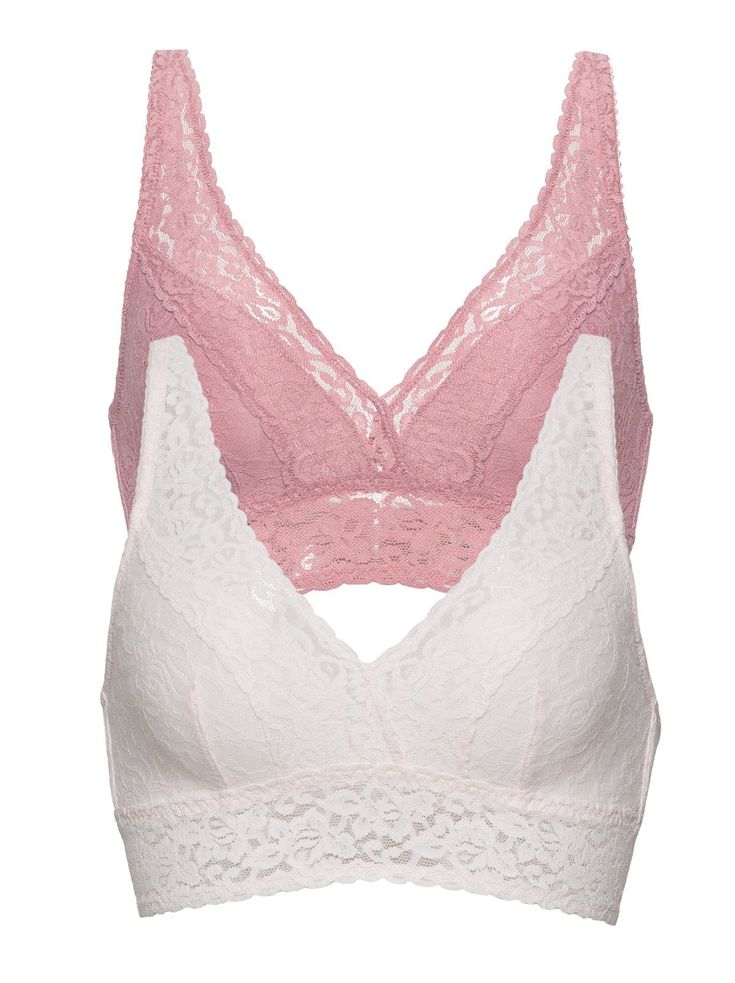 Comfortable enough to wear every day but pretty enough to be worn out - all the things you look for in a bra come together in this chic lace bralette. The longline design features a plunging, scallop-edged neckline, all-over lace cups and wings with a liner of rayon jersey for the right amount of coverage all the while keeping you cool and comfortable. Feminine Lace With Built-in Bra, Feminine Stretch Lace Bra, Chic Lace Bra With Lace Trim, Chic Lace Bra With Lace Closure, Elegant Lace Bra With Lace Top, Delicate Lace V-neck Bra, Bra Image, Soft Joggers, Lace Bandeau