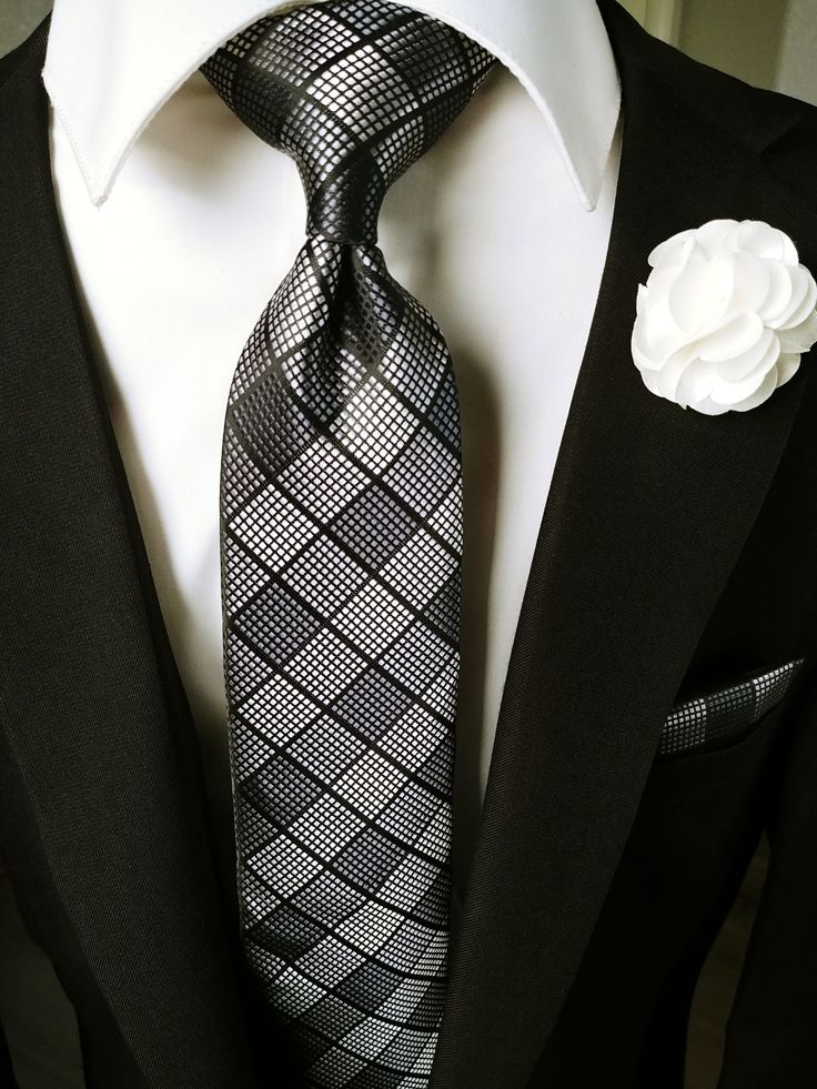 Treat yourself with one of our Tie Sets.What You Get: Tie/ Pocket Square/Pair of Cufflinks.Material: SILKFull Tie Length: 59in,Start 1.5in, End 3.3in/ Hankerchief 9x9in.We offer FREE International Shipping World Wide! Silver Tie For Father's Day Formal Wear, Silver Tie For Formal Occasions And Father's Day, Father's Day Silver Suit And Tie Accessories, Silver Tie For Formal Occasions, Silver Tie As A Gift, Adjustable Silver Suit And Tie Accessories For Black Tie, Silver Adjustable Accessories For Black Tie Suit, Silver Tie For Gift, Elegant Black Tie Pocket Square