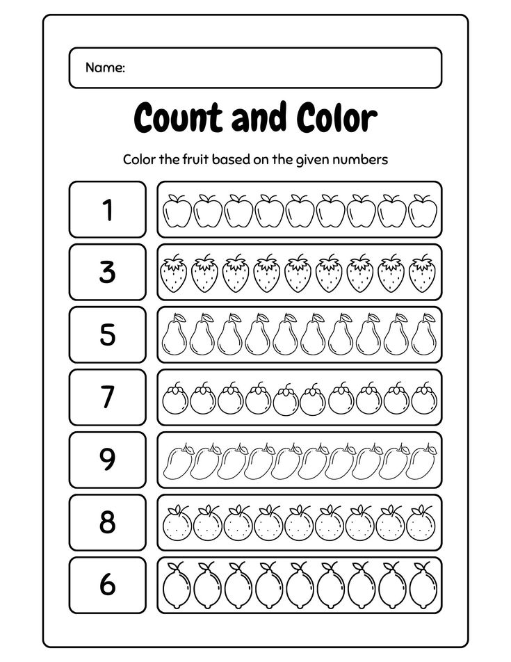 a printable worksheet for numbers 1 - 10 with the words count and color