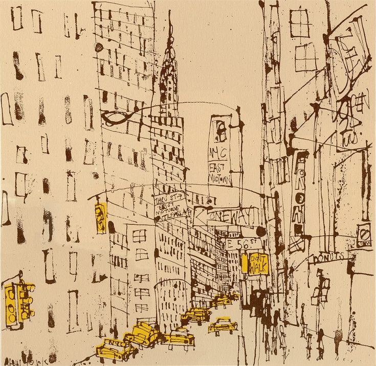 an image of a cityscape with yellow cabs