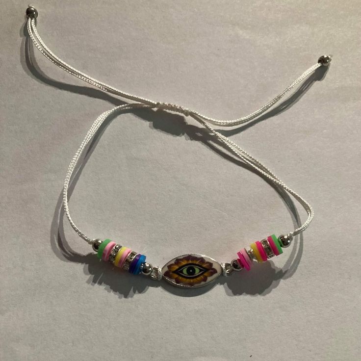 Devil's Eye Charm Bracelet Women Men Summer White Adjustable Friendship Bracelets, Adjustable Multicolor Casual Bracelets, Casual Adjustable Multicolor Bracelets, Casual White Beaded Bracelets For Festivals, Casual Multicolor Adjustable Bracelets, White Evil Eye Bracelet For Beach, White Adjustable Bracelets For Summer, Casual Silver Friendship Bracelets For Beach, Casual Beaded Bracelets For Vacation