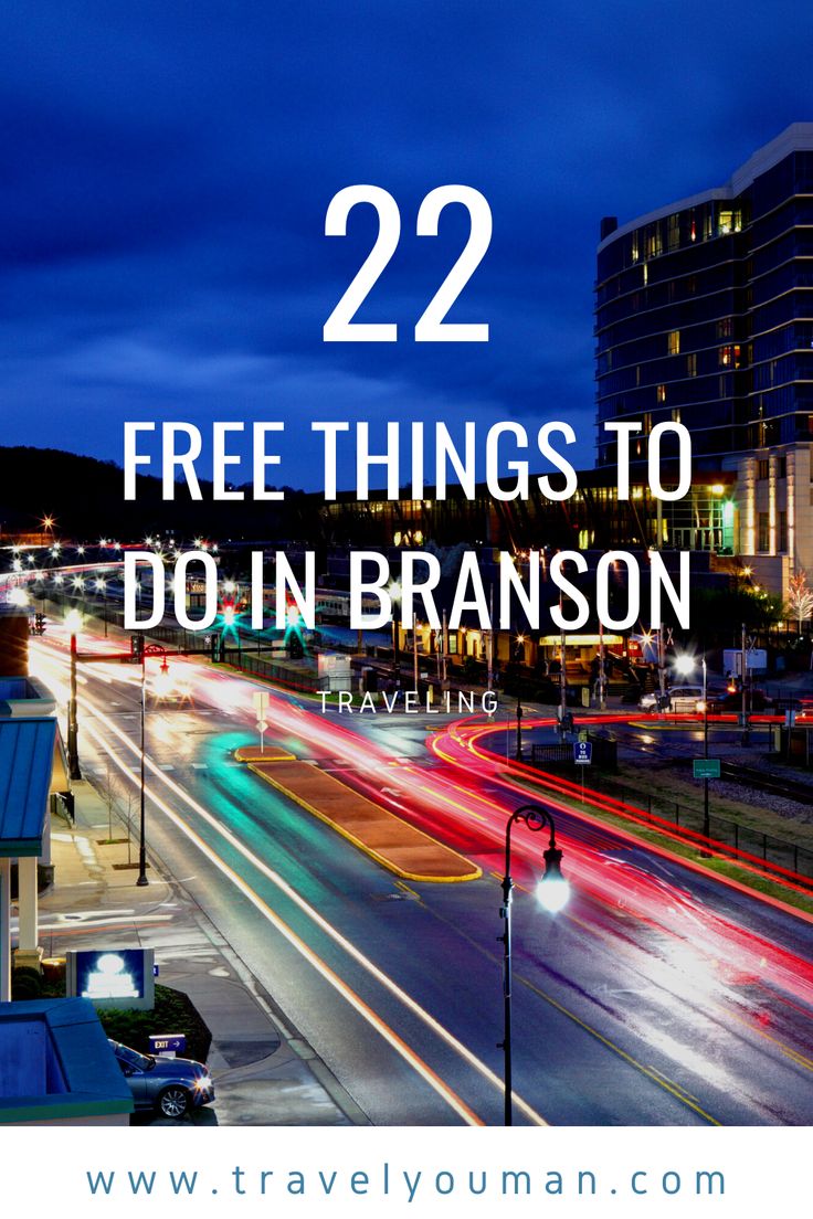 a city street at night with the words 22 free things to do in branon