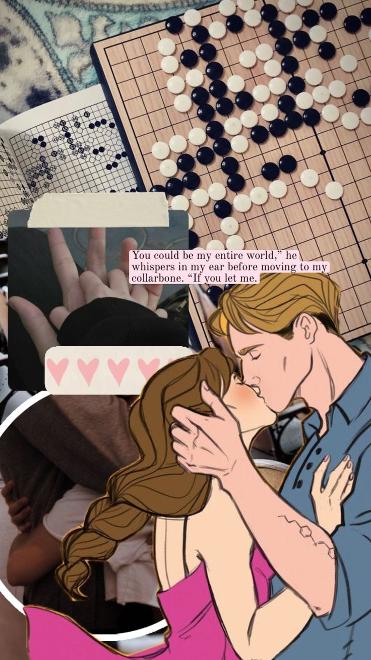 a man and woman kissing in front of a board game with lots of dices