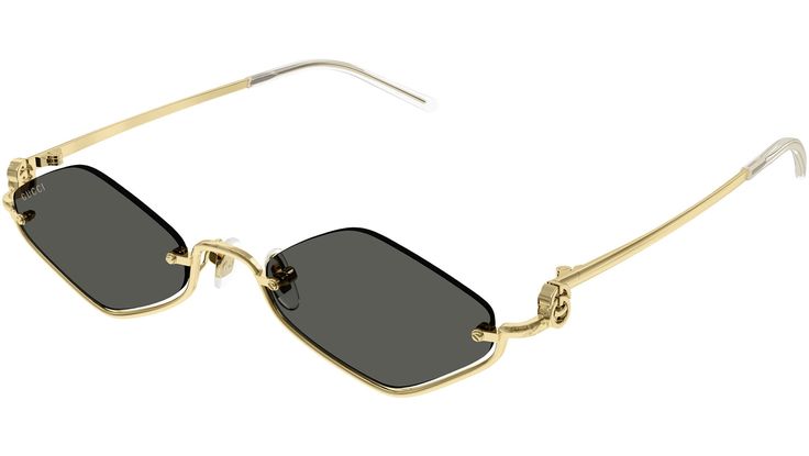 Gucci GG Logo sunglasses model GG1604S geometric metal frame color code 001 shiny endura gold with gold temple and solid grey lens. Gucci Gold Sunglasses For Summer, Chic Gold Gucci Sunglasses, Gucci Gold Sunglasses With Uv Protection, Luxury Gucci Sunglasses With Metal Frame, Gold Gucci Sunglasses With Glass Material, Gucci Gold Sunglasses With Gradient Lenses, Gucci Gold Tinted Sunglasses, Sunglasses Logo, Shapes Images