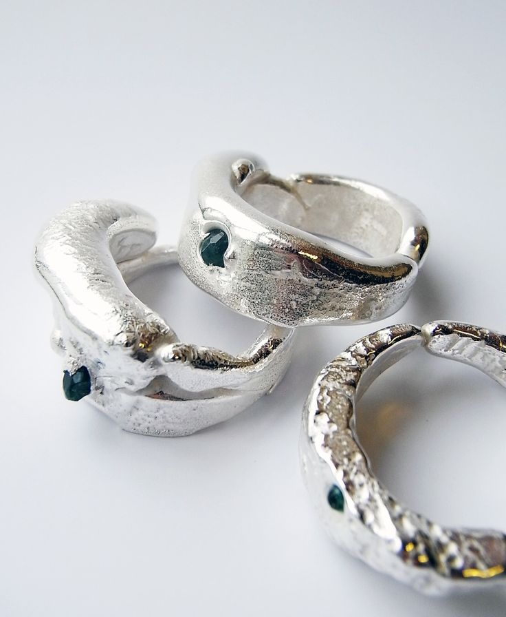 Freeform Rings, Sterling Silver Jewelry With Natural Stones In Freeform, Minimalist Freeform Sterling Silver Jewelry, Nature-inspired Freeform Silver Jewelry, Nature-inspired Hand Cast Sterling Silver Rings, Hand Cast Sterling Silver Nature-inspired Rings, Freeform Ring, Sculptural Jewelry, Precious Metal Clay