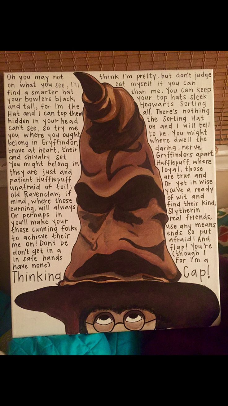 a painting of a wizard hat on top of a piece of paper