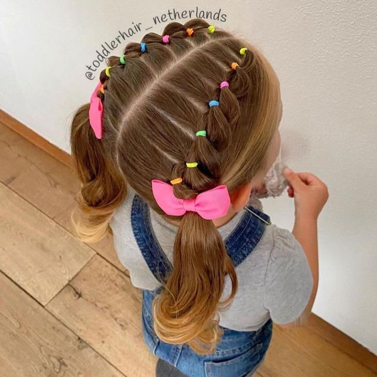 5,629 Likes, 78 Comments - Alix’s Hairstyles (@toddlerhair_netherlands) on Instagram: “#throwbackthursday to this singlestrandpullthroughbraids into 2 pigtails☺️  What do you think of…” Haircut For School, 2 Pigtails, Simple Haircut, Toddler Hairstyles Girl Fine Hair, Baby Girl Hairstyles Curly, Easy Toddler Hairstyles, Girls Hairdos, Membentuk Alis, Cute Toddler Hairstyles