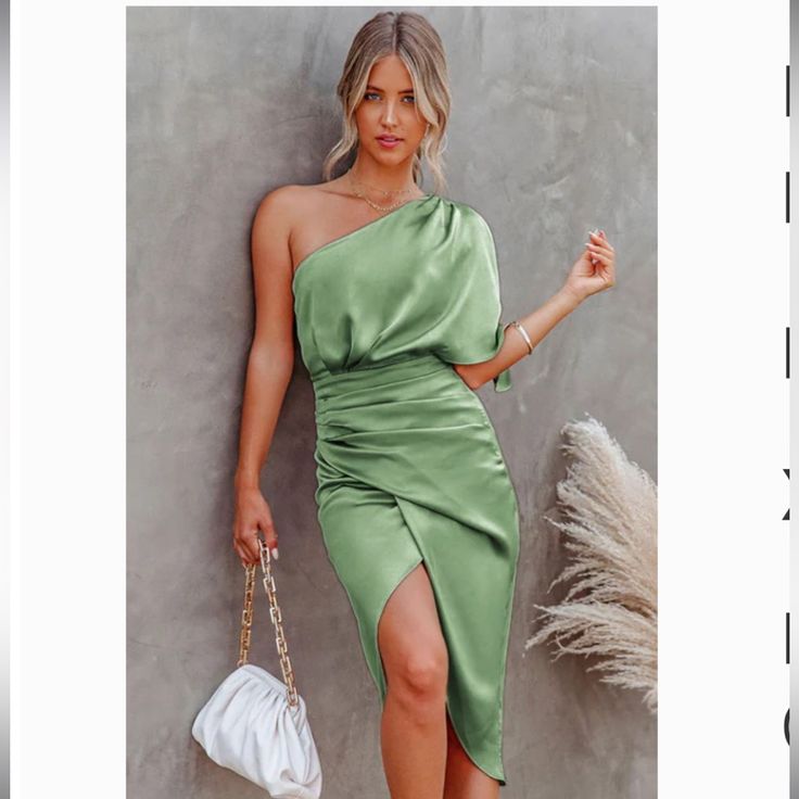 Nwt Never Worn Cupshe Pamela One Shoulder Dress In Green Size Medium Great For Night Out, Wedding Guest Dress, Vacation Dinner! Beautiful Color, Just Ordered Wrong Size Bundle To Save On Shipping Cupshe Dress, Vacation Dinner, Dress Vacation, Casual Sundress, Bow Detail Dress, Beach Maxi Dress, Maxi Slip Dress, Midi Dress Summer, Guest Dress