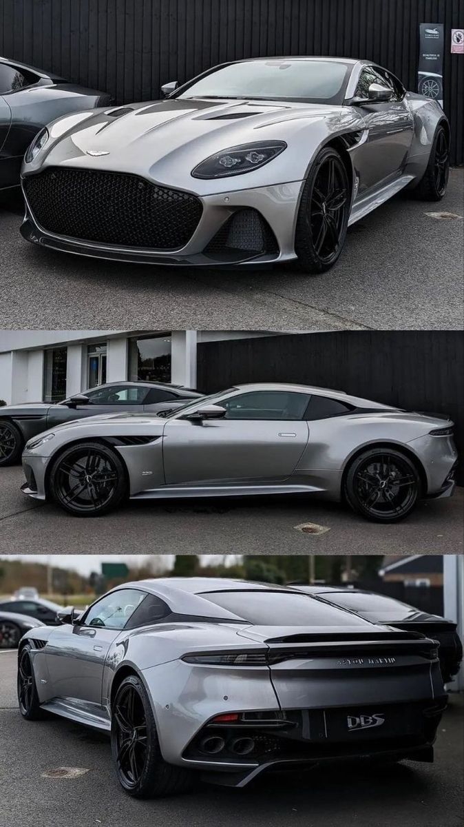 two different views of a silver sports car