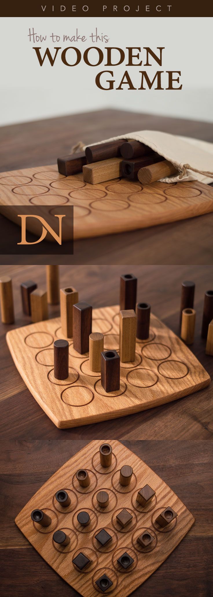 the wooden game board has several pieces on it