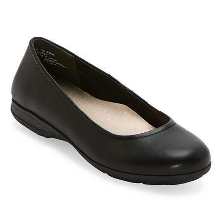 These women's Erin ballet flats by east 5th combine classic style with functionality. Made from smooth faux leather with a super comfortable rubberized sole, this slip-on pair has a classic closed round-toe shape and memory foam cushioning for extra comfort. Wear them with dresses for work or with jeans and a tee. Features: Memory FoamClosure Type: Slip-OnFootwear Technology: Memory Foam InsoleShoe Heel Height: 1 InchUpper/Outer Base Material: 100% PolyurethaneShoe Lining Material: PolyurethaneS Shoes Ballet Flats, Foam Shoes, Ballet Flats Black, Memory Foam Shoes, Black Ballet Flats, Comfort Wear, Ballet Flat Shoes, Ballet Flats, Memory Foam