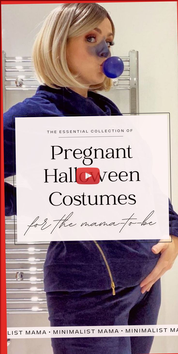 a woman holding a sign that says pregnant halloween costumes