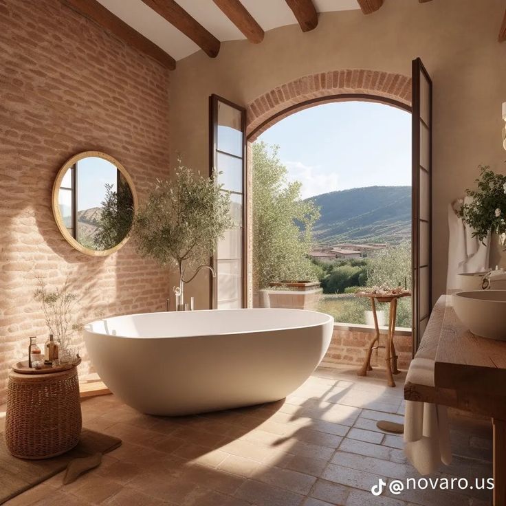 a large white bath tub sitting inside of a bathroom