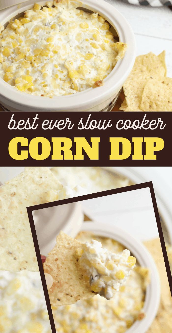 the best ever slow cooker corn dip is made with only three ingredients and it's ready to be eaten