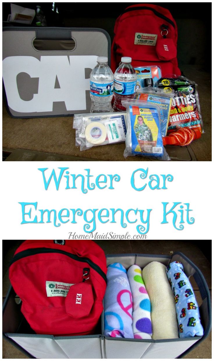 an emergency kit is packed up and ready for someone to pack in the car with it