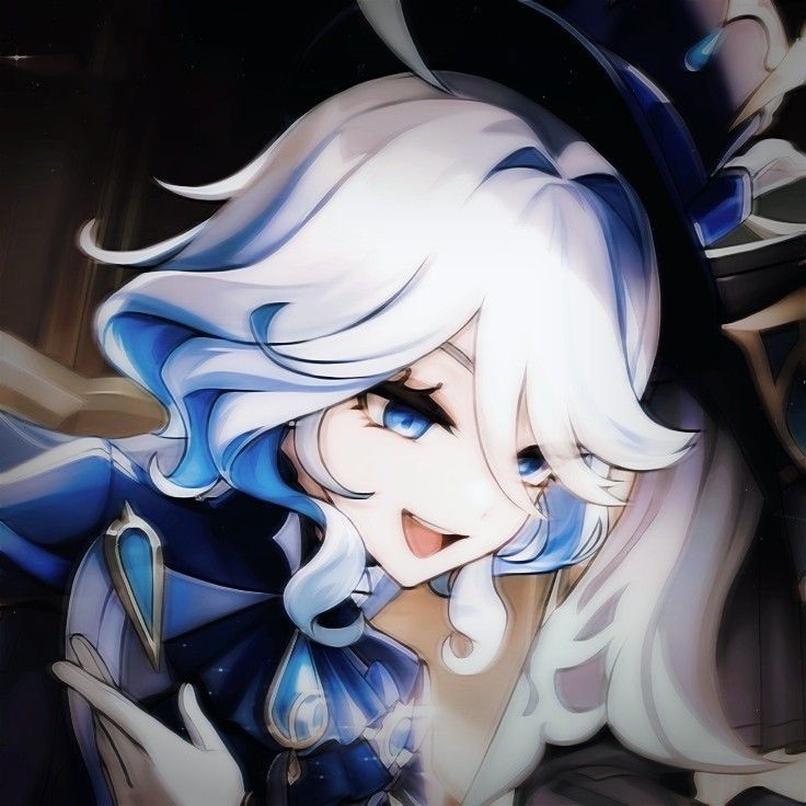 an anime character with white hair and blue eyes