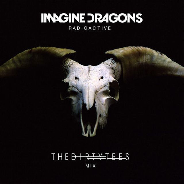 an animal with large wings on it's head and the words imagine dragons radioactivetive