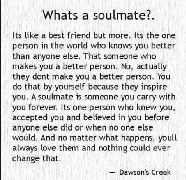 the text is written in black and white, which reads what's a soulmate?