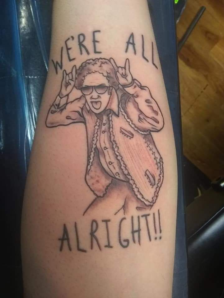 a tattoo that says we're all alright on the arm