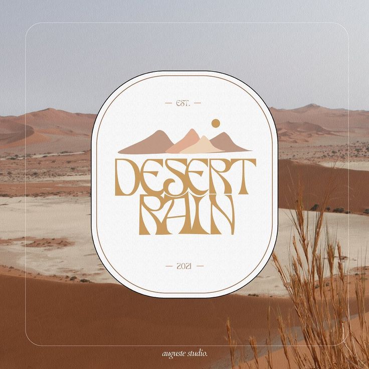 desert rain logo with mountains in the background