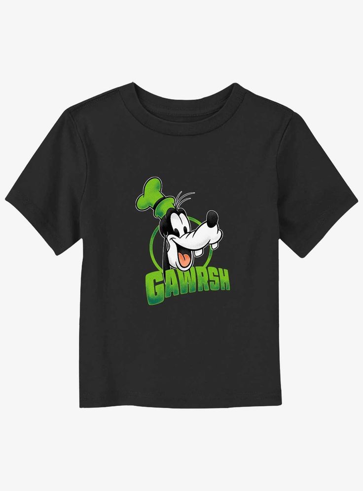 60% Cotton  40% PolyesterWash cold; dry lowImportedListed in toddlers sizes Goofy Disney, Goofy Dog, Cartoon Tv, Toddler Tees, Toddler Sizes, 50 %, Disney, T Shirt