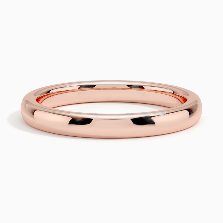 2.5mm Comfort Fit Wedding Ring - 14K Rose Gold. This classic 2.5mm wedding band has a rounded inside edge for increased comfort, making it an excellent match for any engagement ring. Elegant Wedding Bands With Smooth Bezel, 14k Rose Gold Stackable Rings, Classic Bands With Smooth Finish For Anniversary, Elegant Round Band With Smooth Bezel, Elegant Wedding Band With Smooth Finish, Wedding Ring With Smooth Finish And Round Band, Wedding Band With Smooth Finish, Wedding Rings With Smooth Finish And Round Band, Rose Gold Polished Finish Round Band Ring