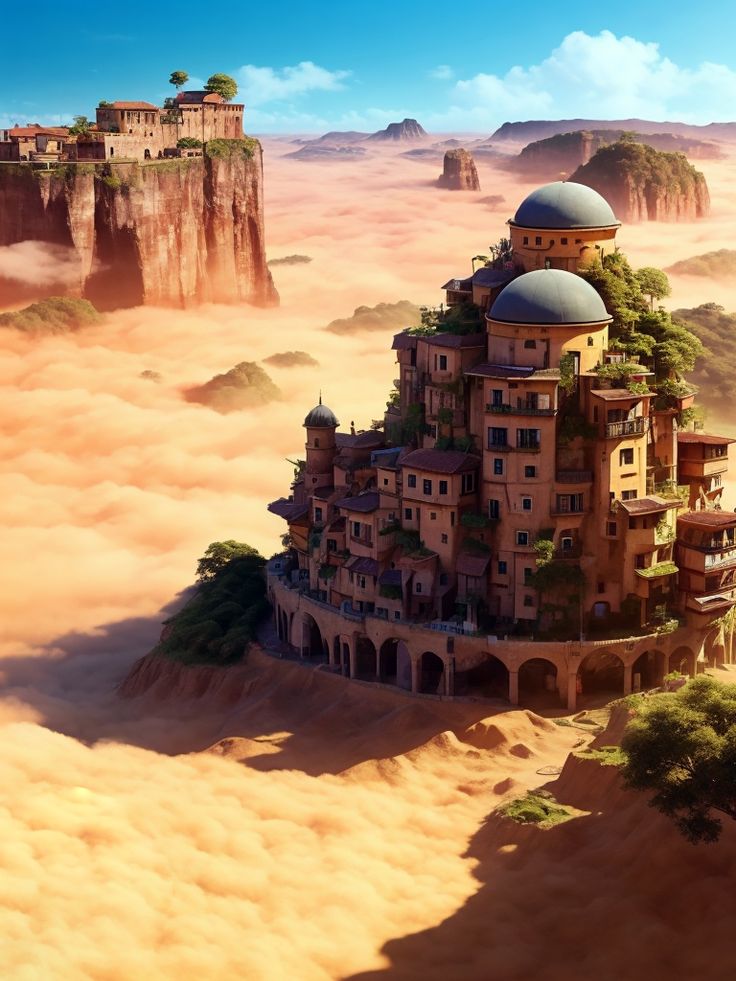 a castle in the middle of a desert