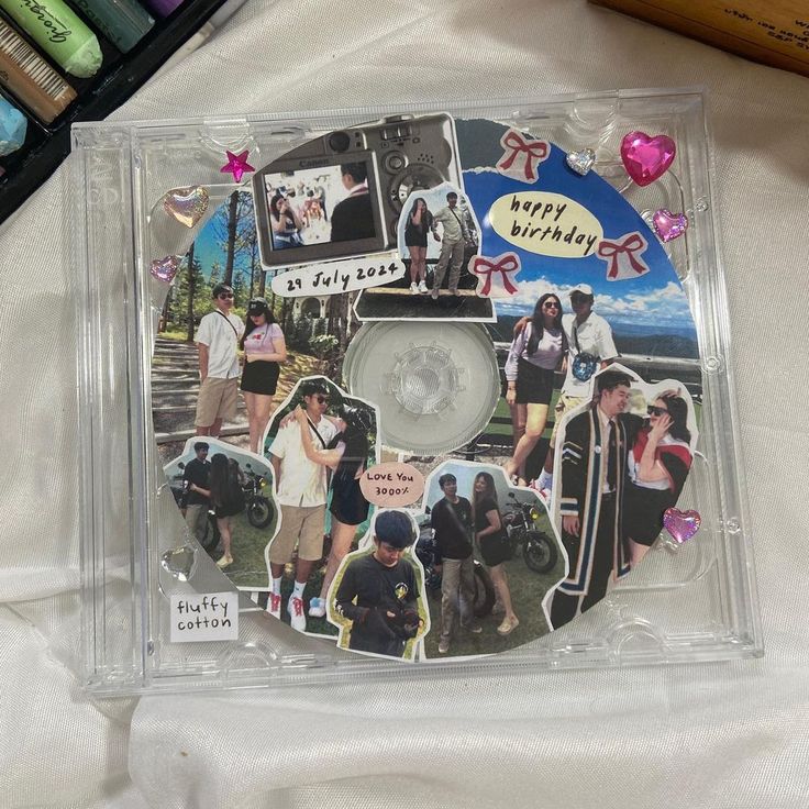 there is a cd with many pictures on the disc cover and it's plastic case