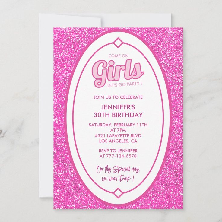 Hot pink 30th birthday invitations thirty fushia Barbie Birthday Invitations, Pink Sweet 16, Pink Bridal Shower Invitations, 36th Birthday, 32 Birthday, 33rd Birthday, 28th Birthday, 26th Birthday, 30th Birthday Invitations