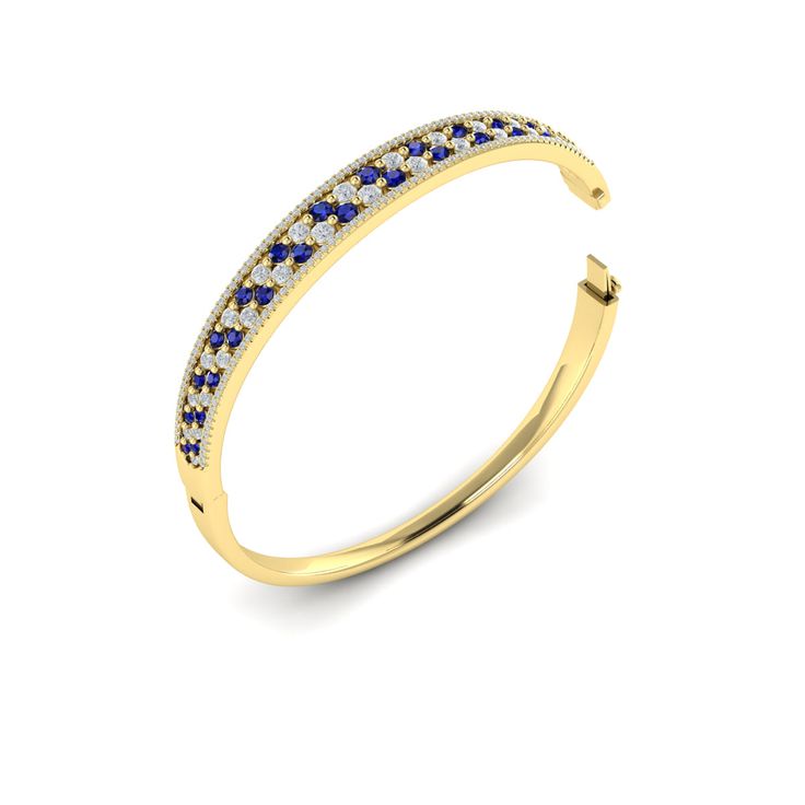 This beautiful Bangle bracelet is a Forever favorite: Sophisticated jewelry wardrobe classics that highlight moments big and small with the brilliant sparkle of round and baguette diamonds accented with sparkling Sapphires. A perfect addition to a jewelry collection. Available options include 14K White & Yellow Gold. Also available in all diamond, and diamond with Emerald or Rubies. Bangle Diamond, Sophisticated Jewelry, Jewelry Wardrobe, Baguette Diamonds, Hinged Bangle, Baguette Diamond, Bangle Bracelet, Blue Sapphire, Yellow White