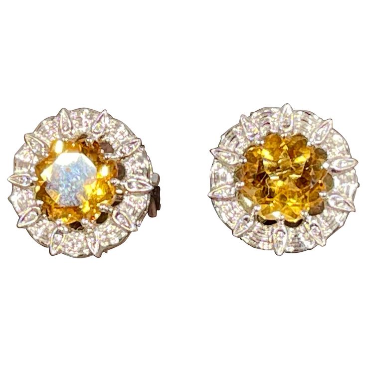 Style Royal, Estilo Real, Citrine Earrings, Tiny Diamond, Citrine Stone, Natural Citrine, Professional Pictures, Flower Tops, Gold Case