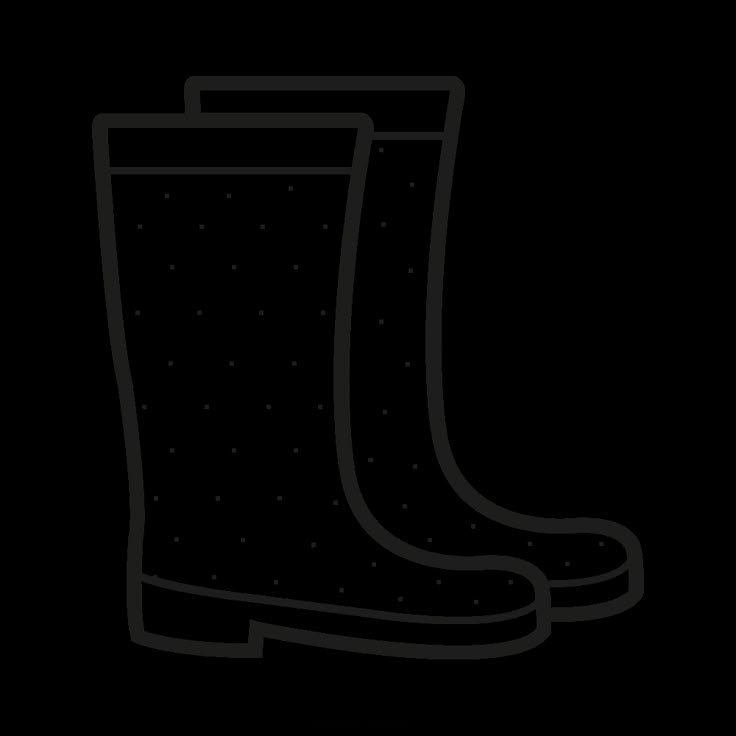 a black and white drawing of a pair of rain boots with rubber outseats