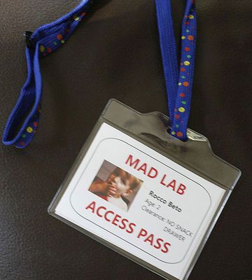 an id badge with a lanyard attached to it that says mad lab access pass