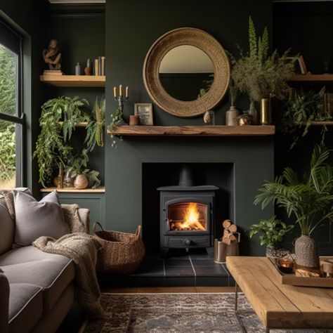 a living room filled with furniture and a fire place