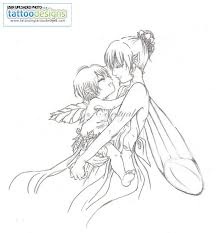 a drawing of two children hugging each other