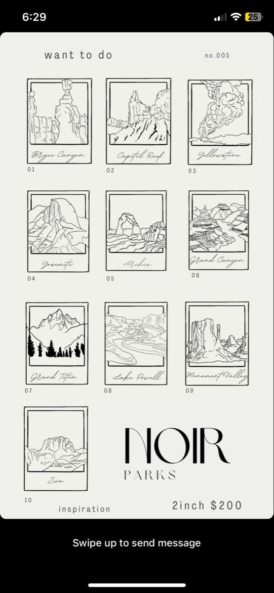 an iphone screen showing the instructions for how to draw mountains and trees in ink on paper