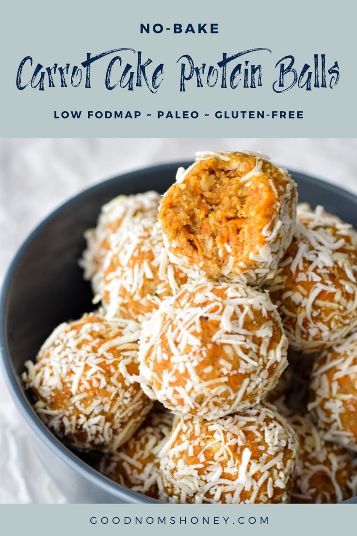 no bake carrot cake protein balls in a bowl