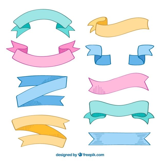 various colored ribbons with different shapes