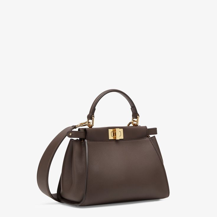 Brown leather bag - PEEKABOO ICONIC MINI | Fendi Fendi Mini Bag, Fendi Peekaboo Mini, Peekaboo Bag, Fendi Logo Design, Fendi Store, Fendi Mini, Micro Bags, Fendi Peekaboo, Fendi Logo