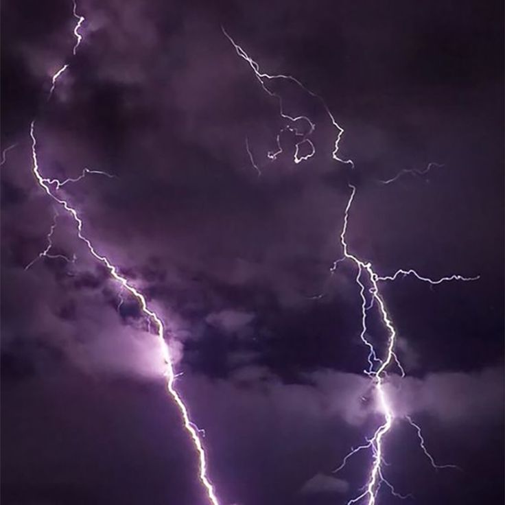 lightning strikes through the dark cloudy sky